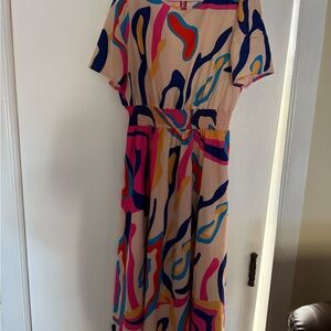 SHEIN Pink and Cream Maxi Dress